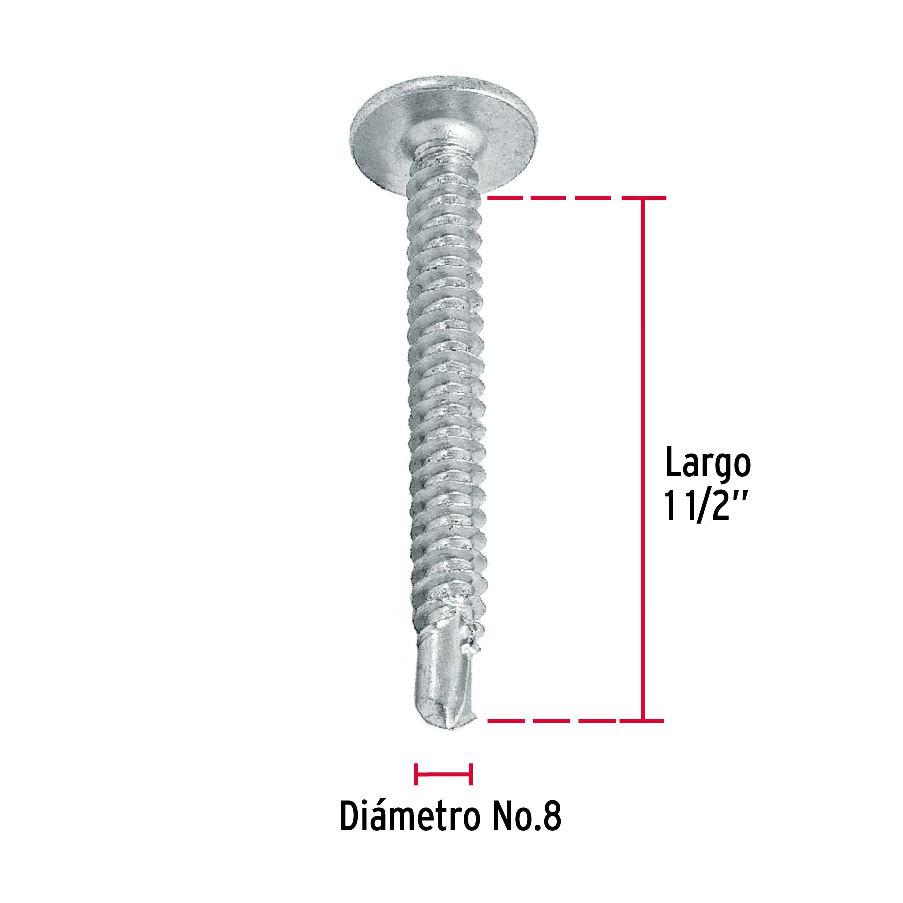 Pijas punta de broca 1-1/2", cabeza cruz, caja con 100 pzas