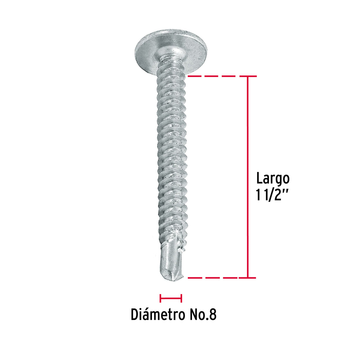 Pijas punta de broca 1-1/2", cabeza cruz, caja con 100 pzas