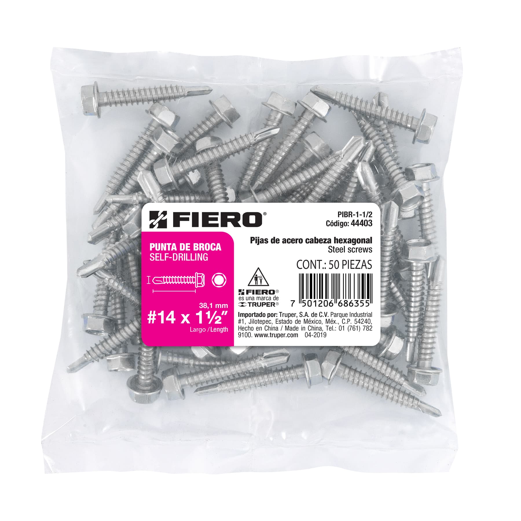 Pijas punta de broca, 1-1/2", caja con 50 pzas