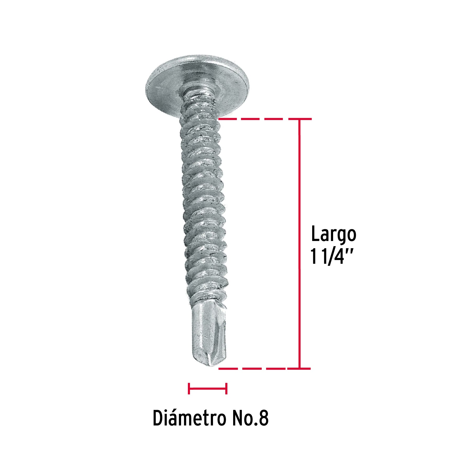 Pijas punta de broca 1-1/4", cabeza cruz, caja con 100 pzas