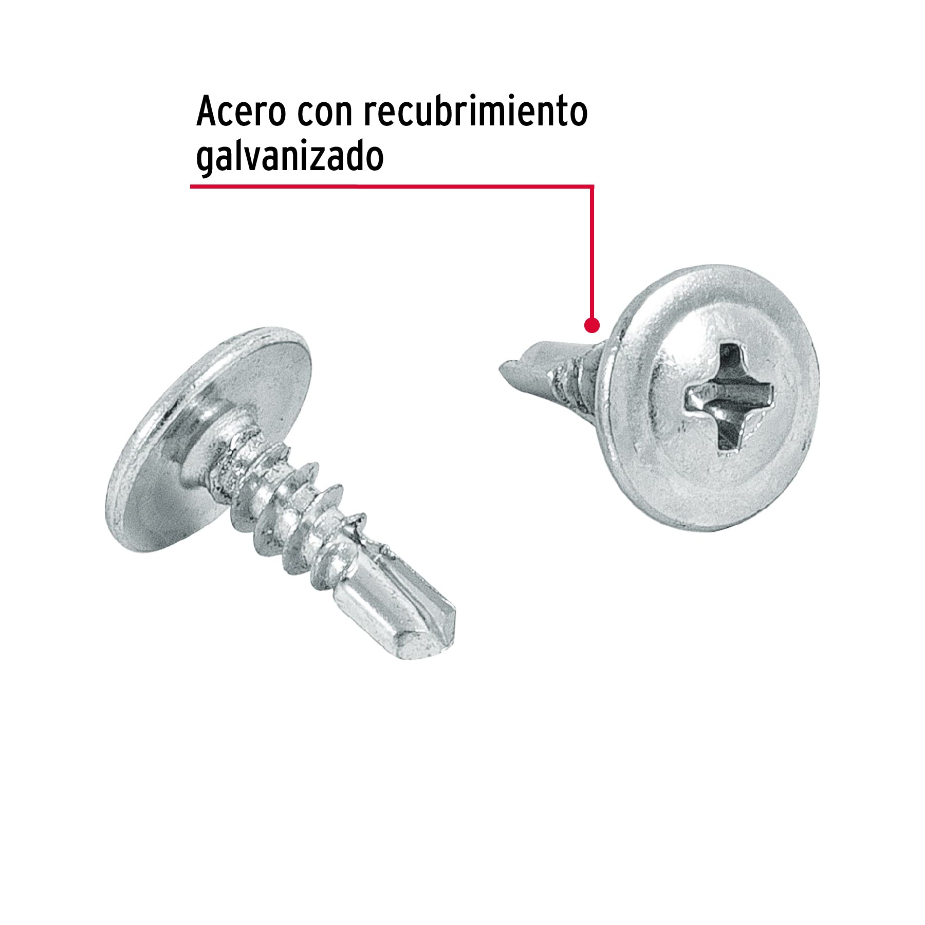Pijas punta de broca 1/2", cabeza cruz, caja con 100 pzas