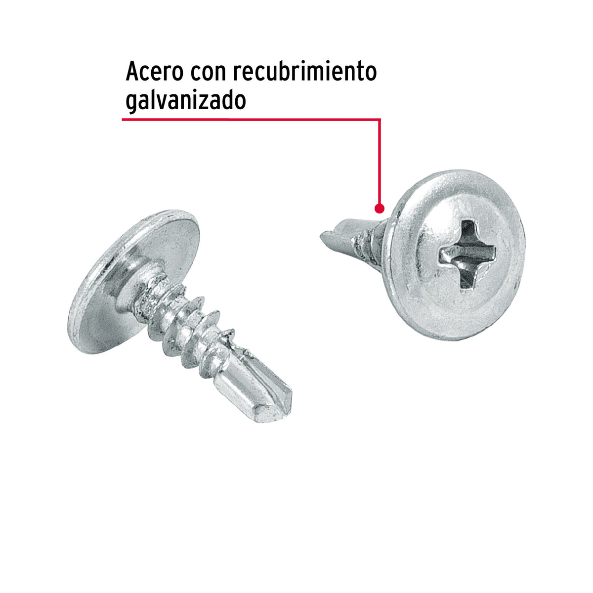 Pijas punta de broca 1/2", cabeza cruz, caja con 100 pzas