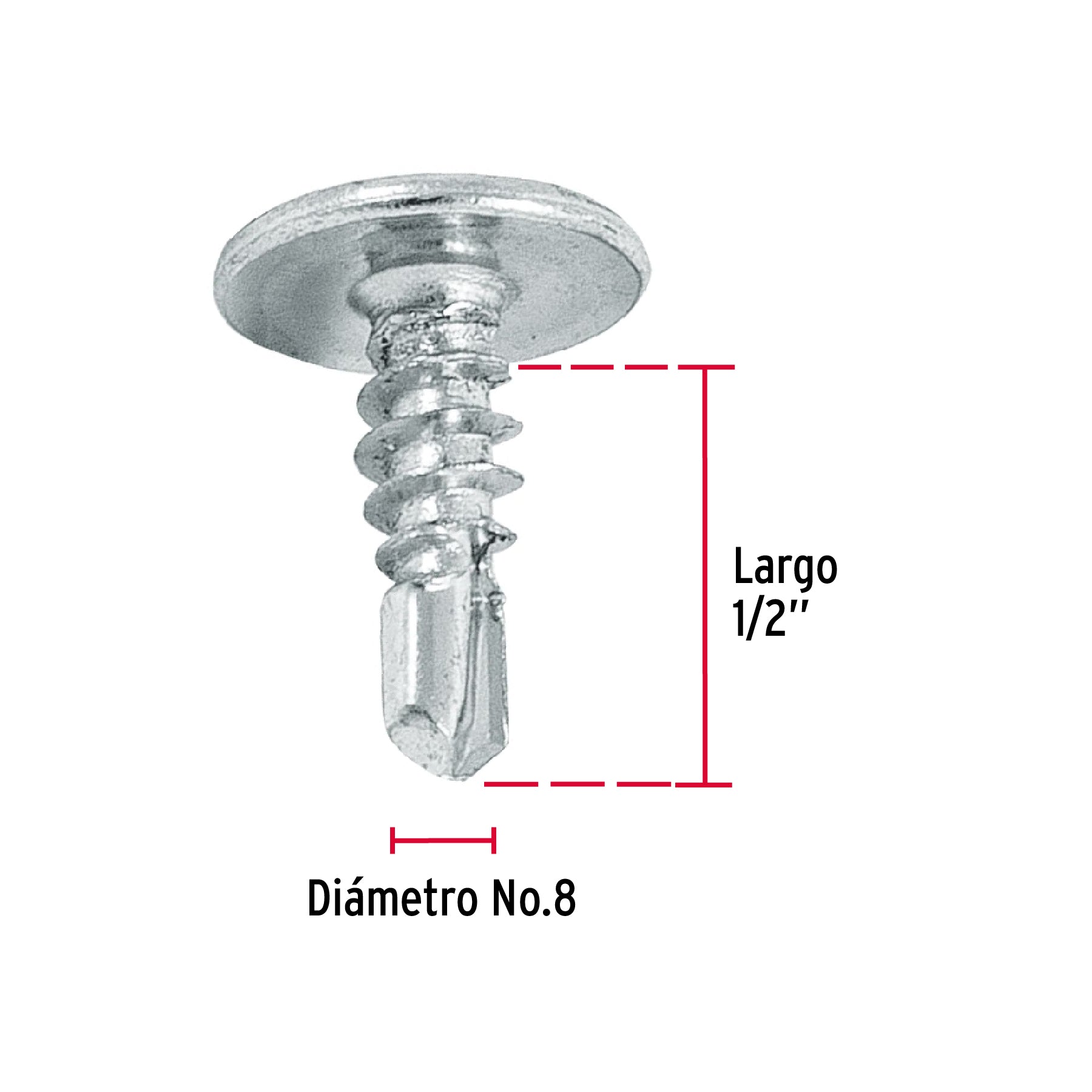 Pijas punta de broca 1/2", cabeza cruz, caja con 100 pzas