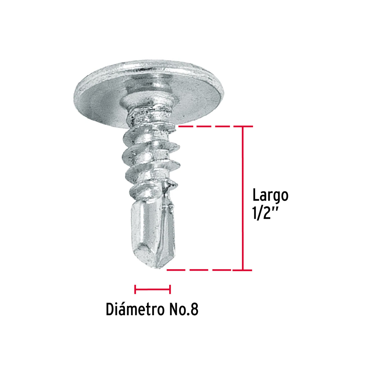 Pijas punta de broca 1/2", cabeza cruz, caja con 100 pzas