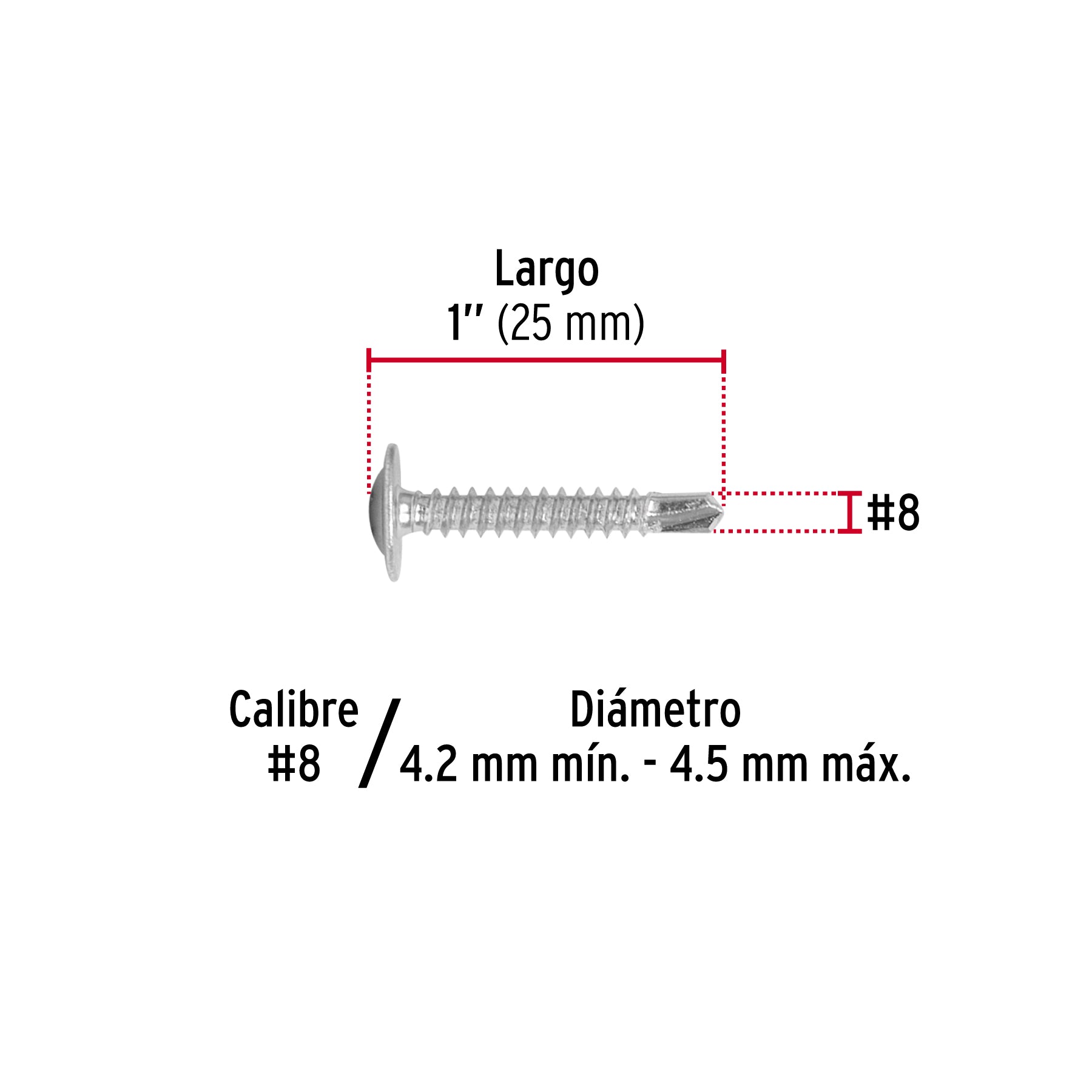 Pijas punta de broca 1", cabeza cruz, caja con 100 pzas