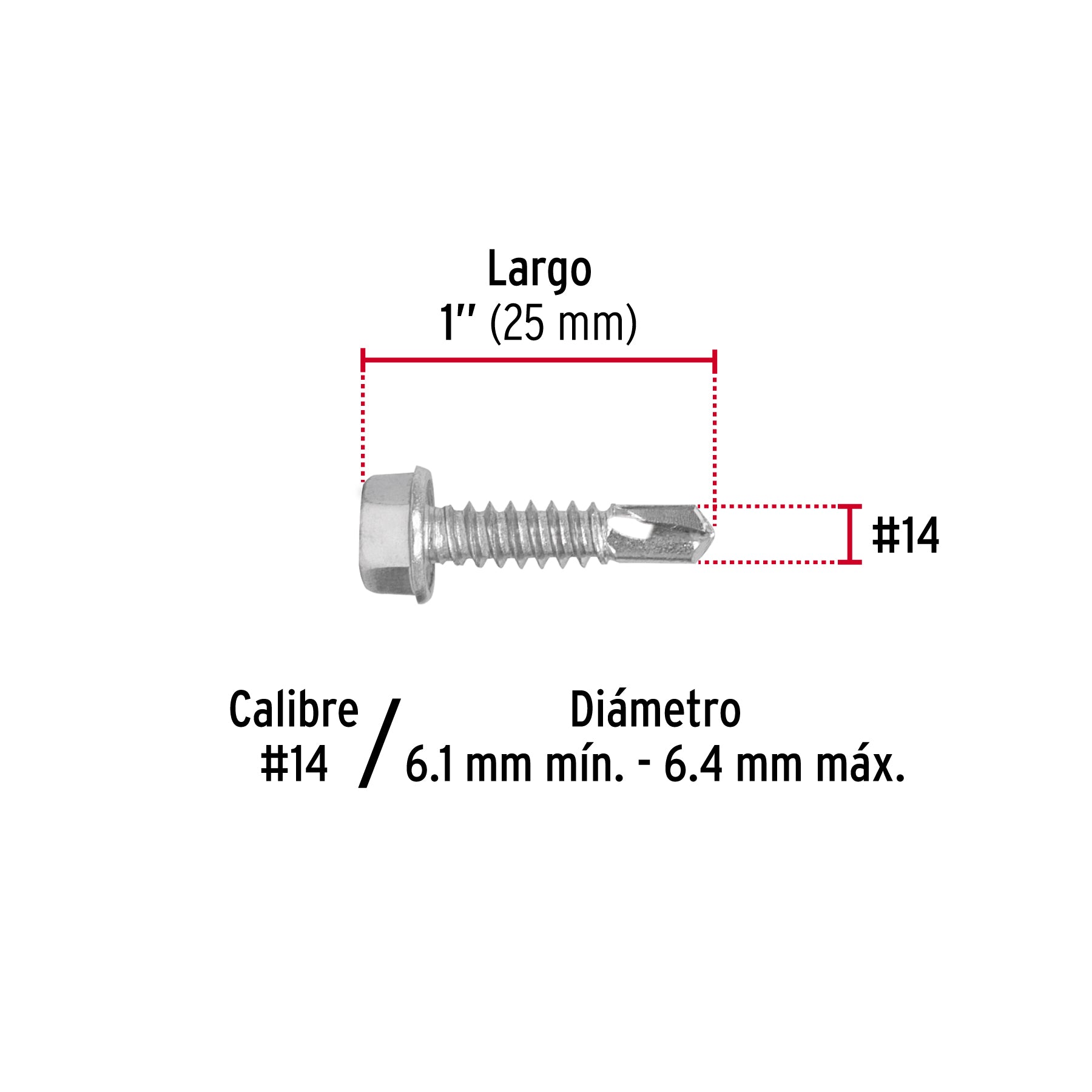 Pijas punta de broca, 1", caja con 100 pzas