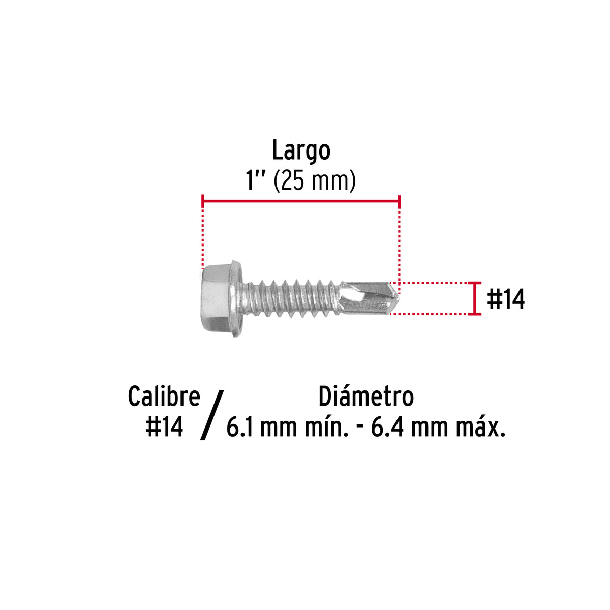 Pijas punta de broca, 1", caja con 100 pzas