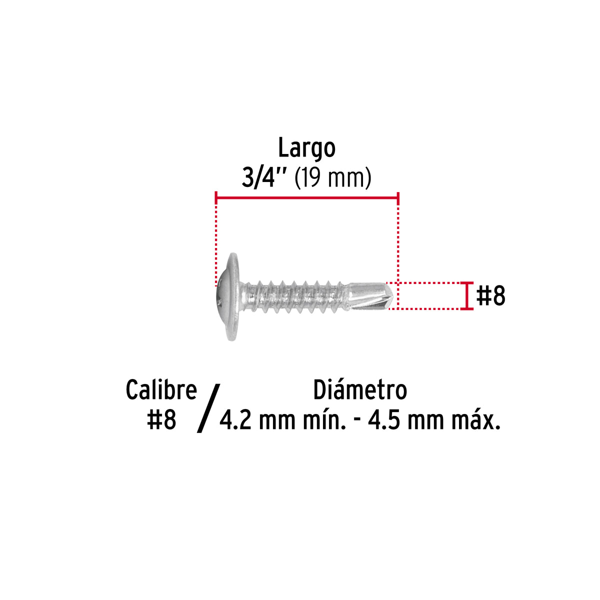 Pijas punta de broca 3/4", cabeza cruz, caja con 100 pzas