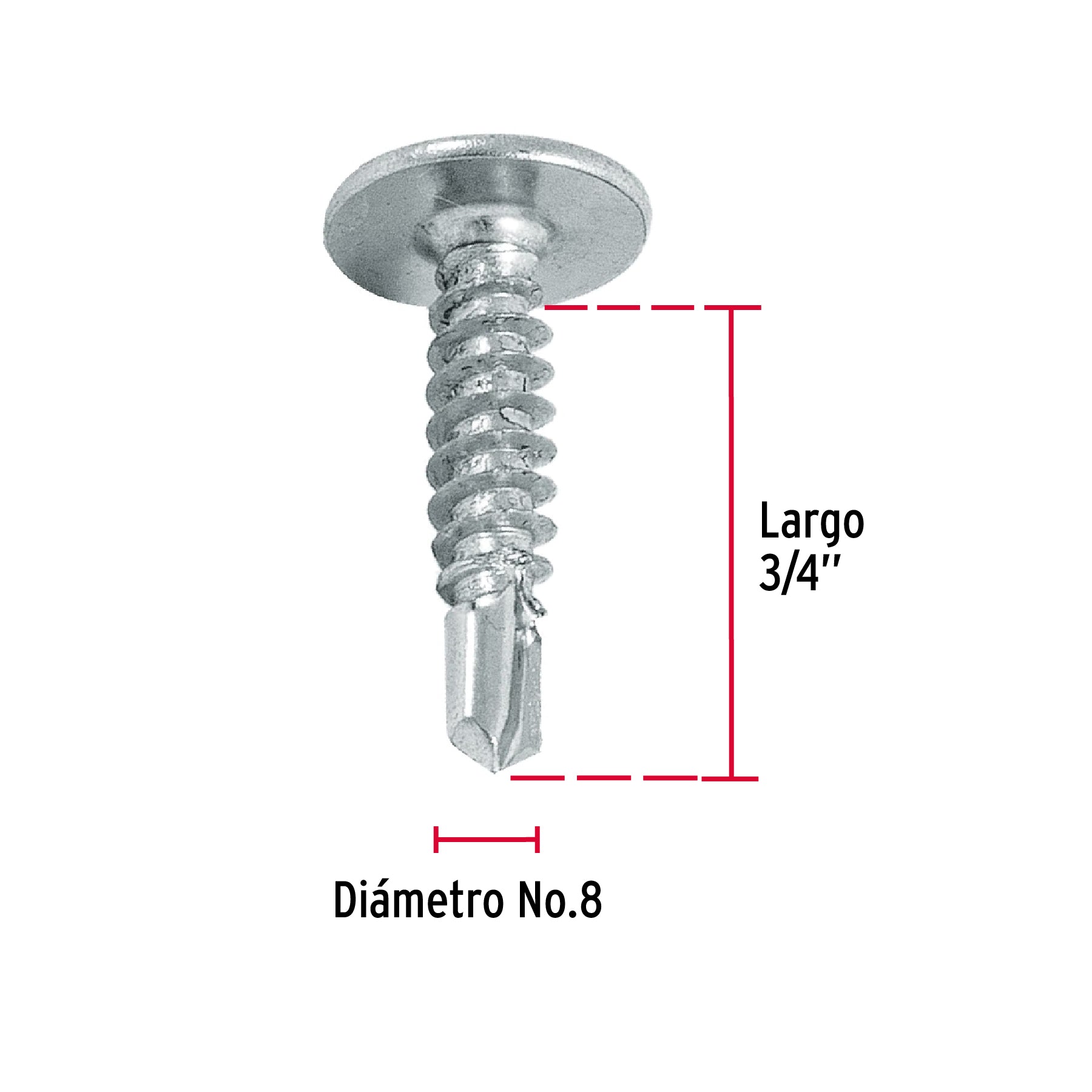 Pijas punta de broca 3/4", cabeza cruz, caja con 100 pzas