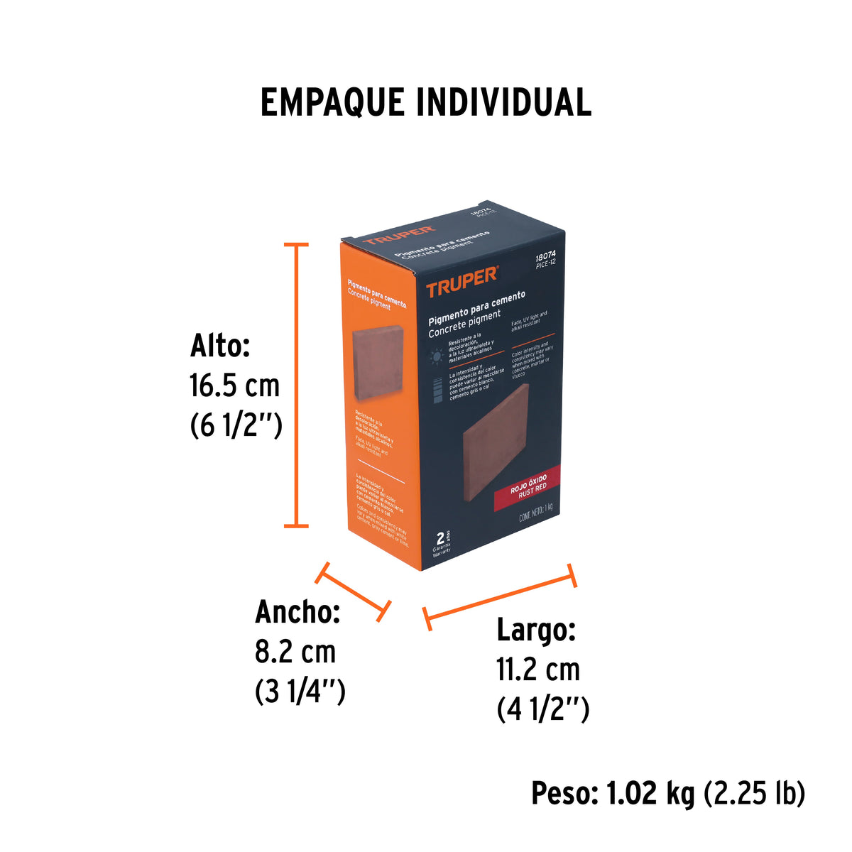 Pigmento para cemento, 1 kg, rojo óxido