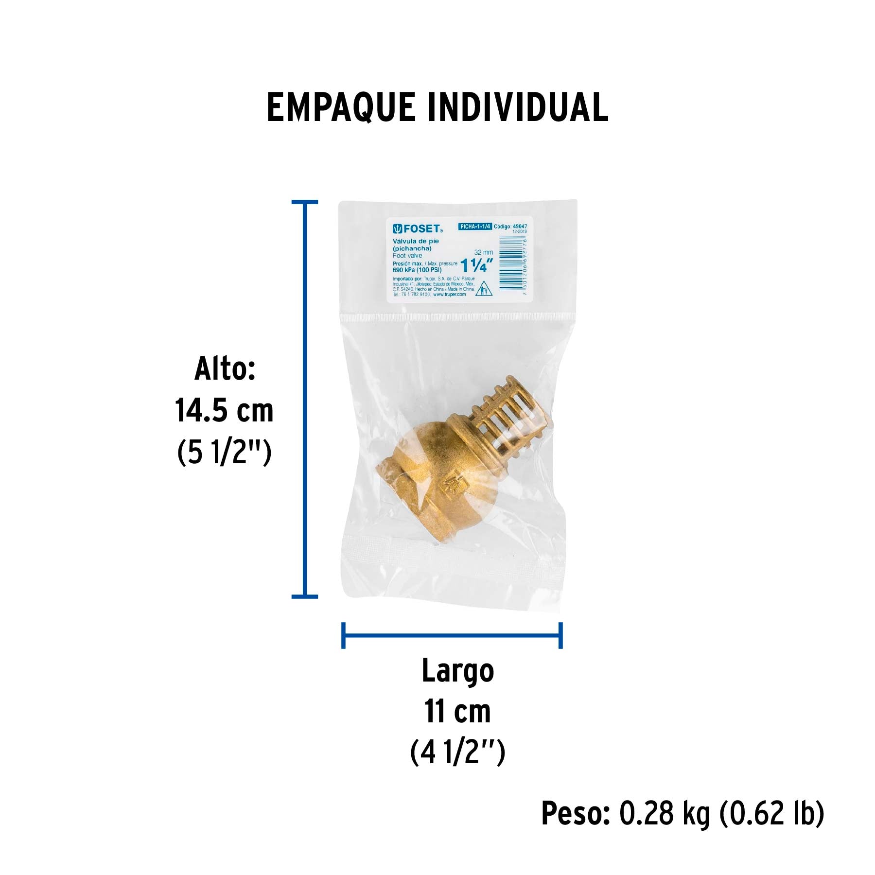 Pichancha con rejilla de latón 1-1/4"