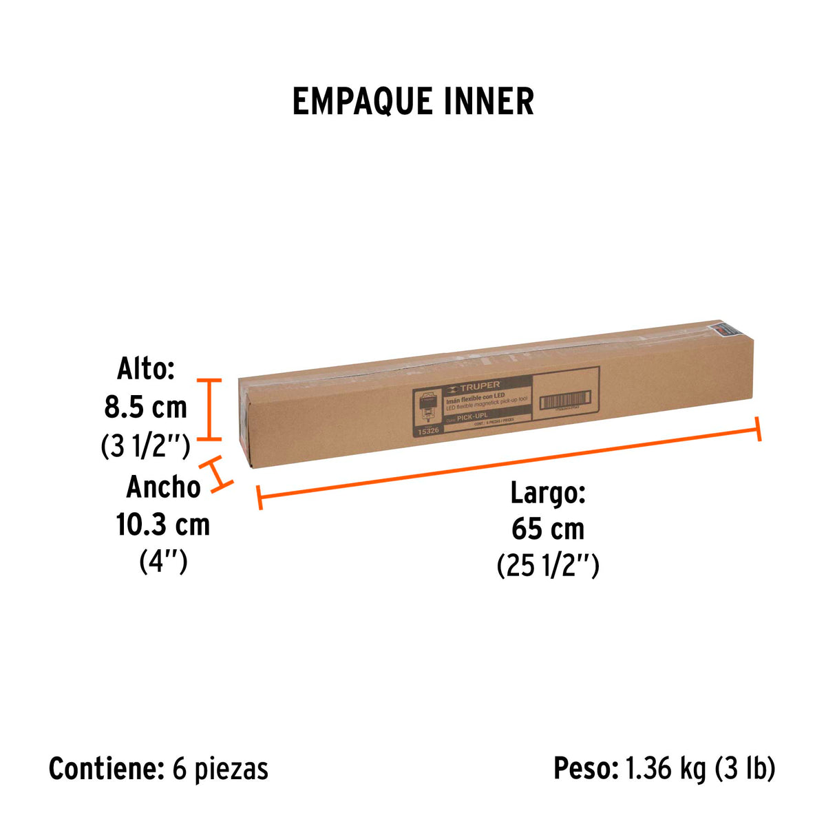 Imán extensible, flexible de acero con LED, 3 kg