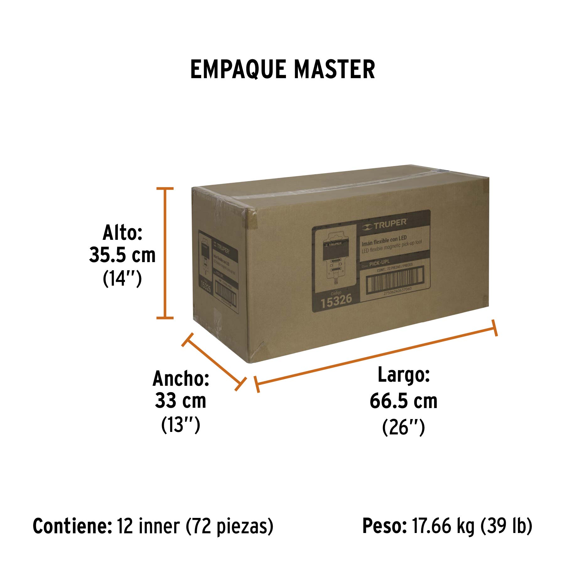 Imán extensible, flexible de acero con LED, 3 kg