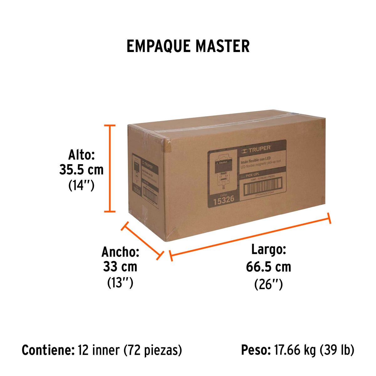 Imán extensible, flexible de acero con LED, 3 kg