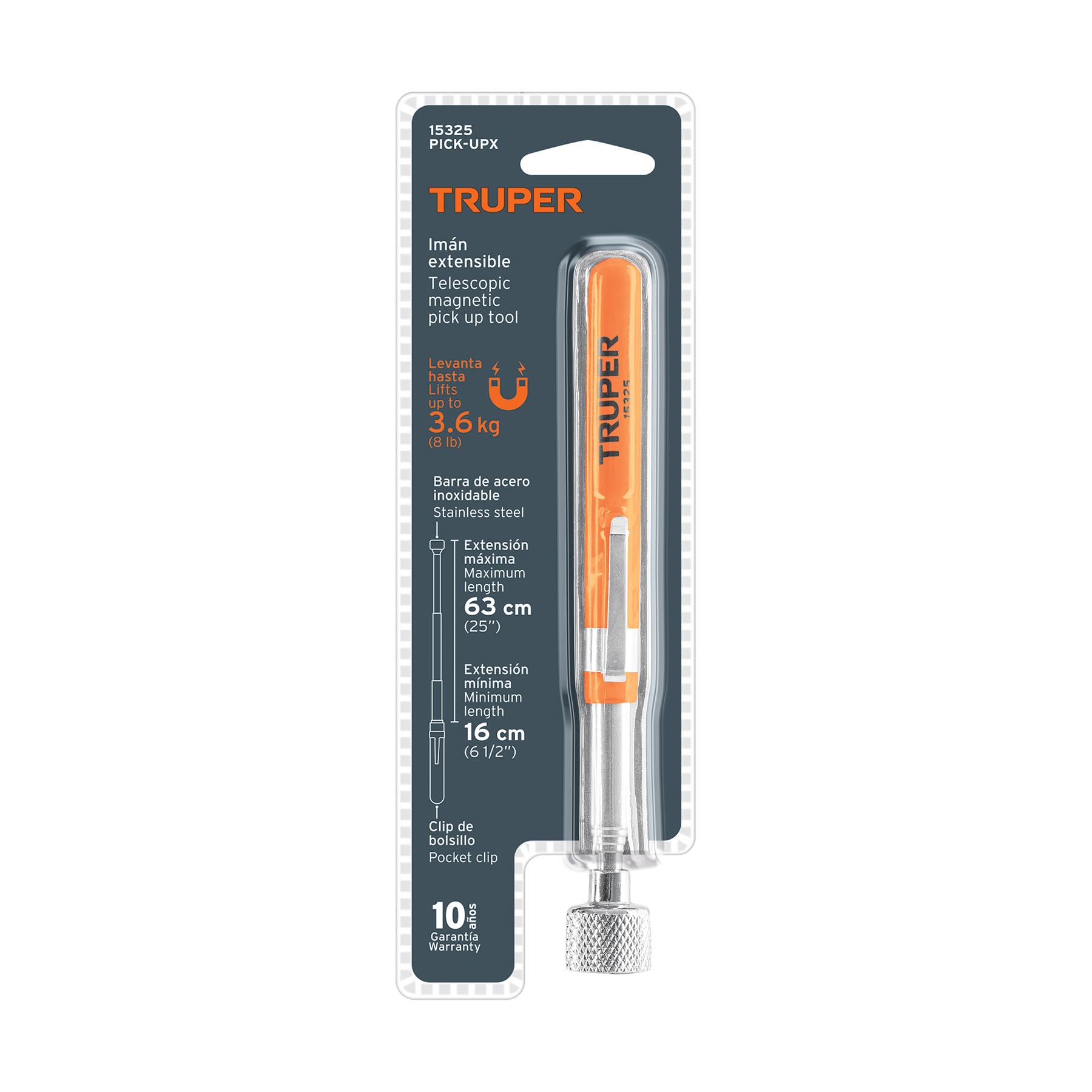 Imán extensible de acero inoxidable, 3.6 kg