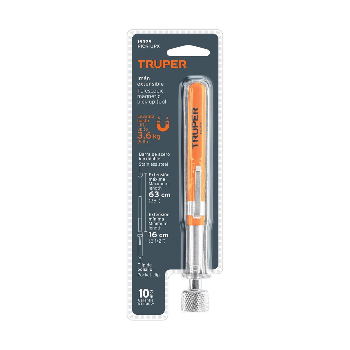 Imán extensible de acero inoxidable, 3.6 kg