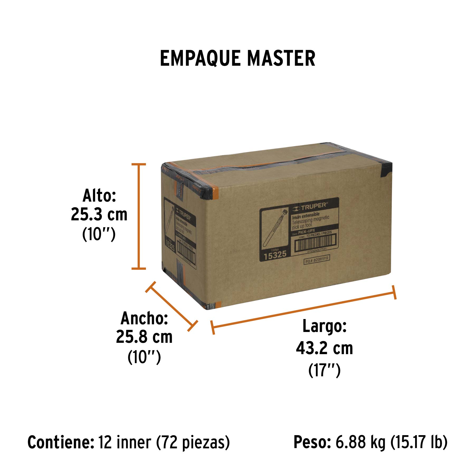 Imán extensible de acero inoxidable, 3.6 kg