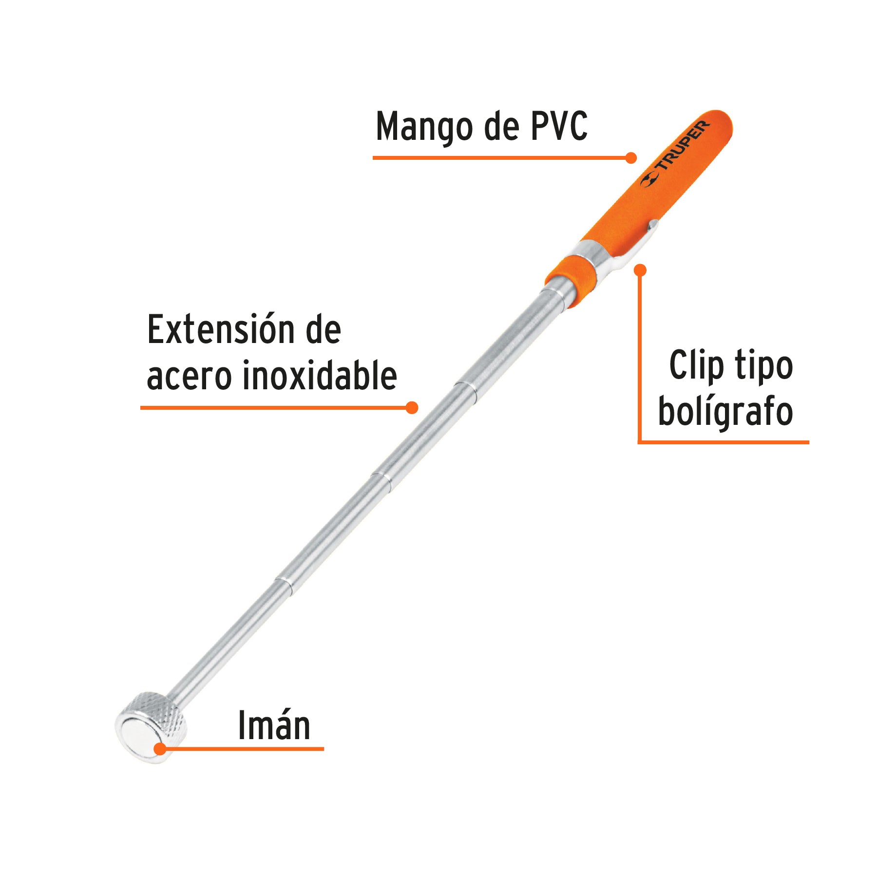 Imán extensible de acero inoxidable, 3.6 kg