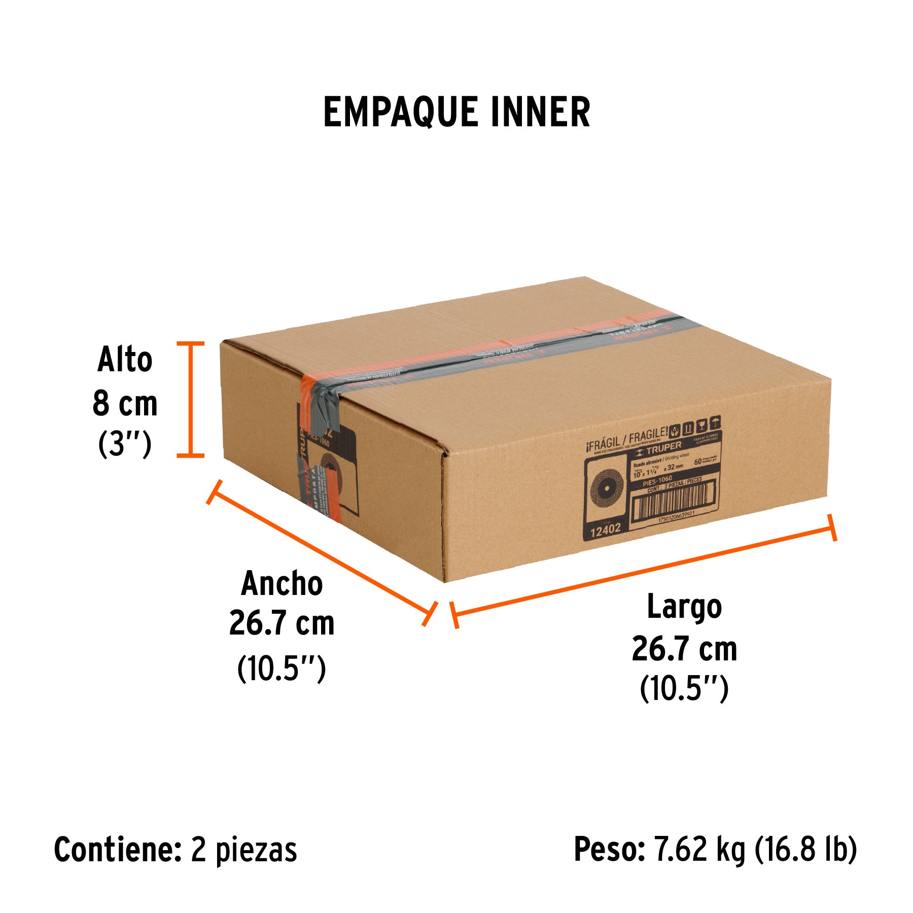 Piedra para esmeril 10 X 1-1/4", óxido de aluminio, grano 60