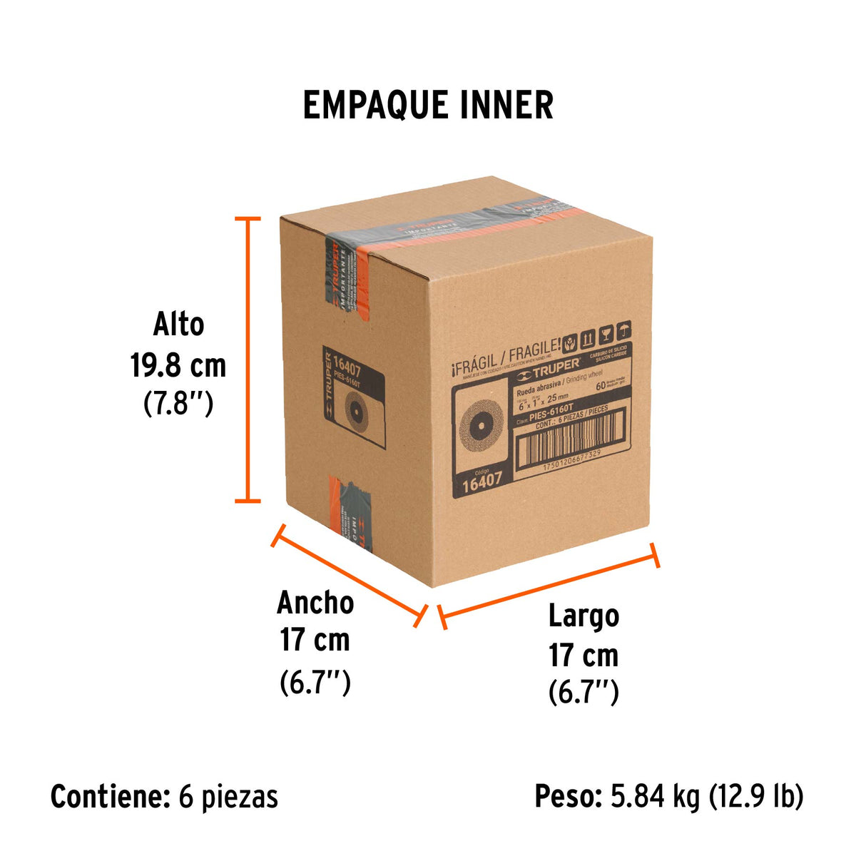 Rueda abrasiva p/esmeril 6"x25mm, carburo silicio, grano 60