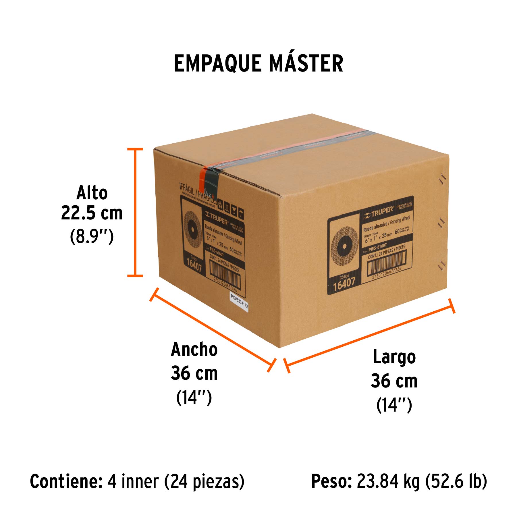 Piedra para esmeril 6 x 1", carburo de silicio, grano 60
