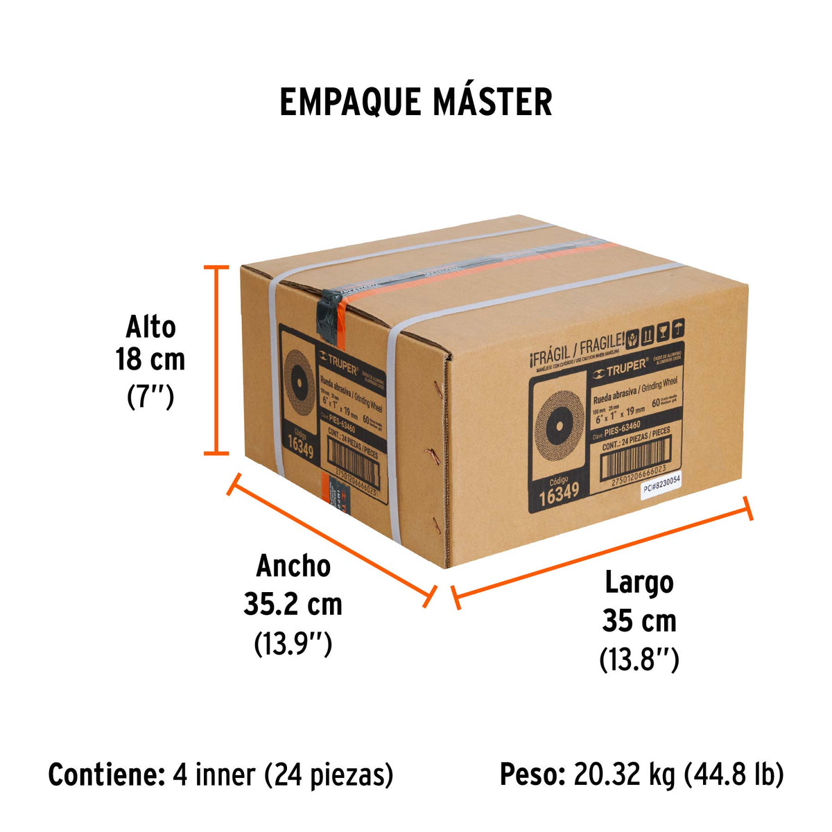 Rueda abrasiva p/esmeril 6"x19mm, óxido aluminio, grano 60