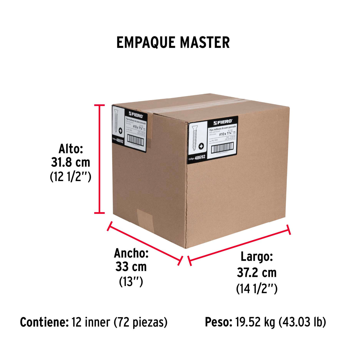 Pijas multiusos 10"x 1-1/4" caja con 100 piezas