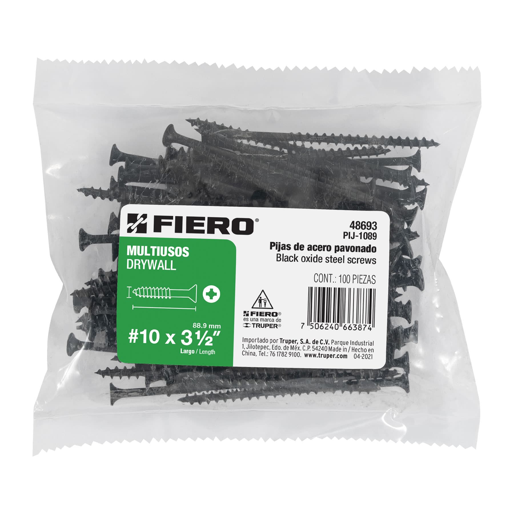 Pijas multiusos 10 x 3-1/2" caja con 100 piezas