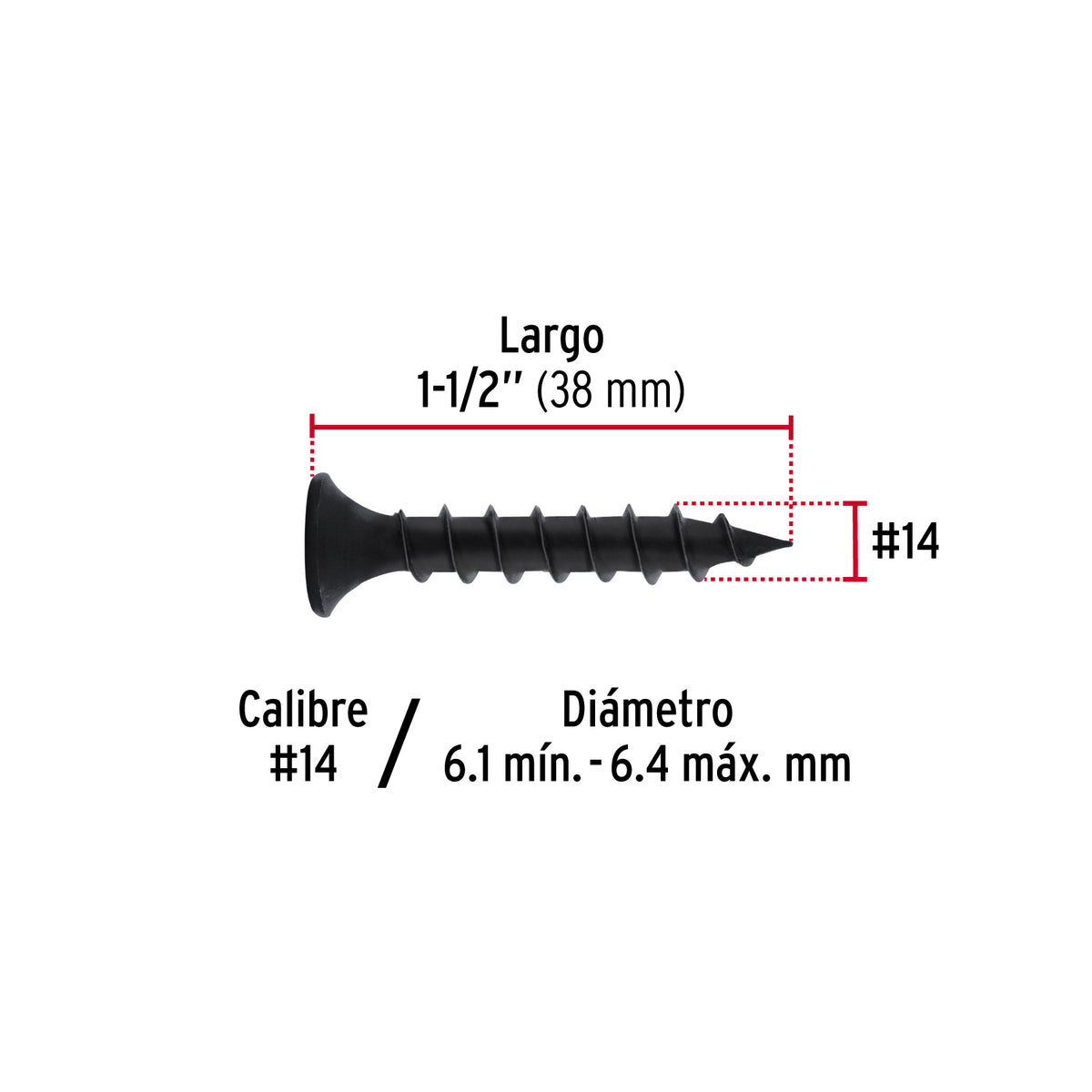 Pijas multiusos 14 x 1-1/2" caja con 100 piezas