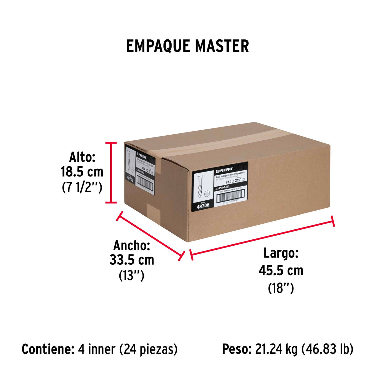 Pijas multiusos 14 x 2-1/2" caja con 100 piezas