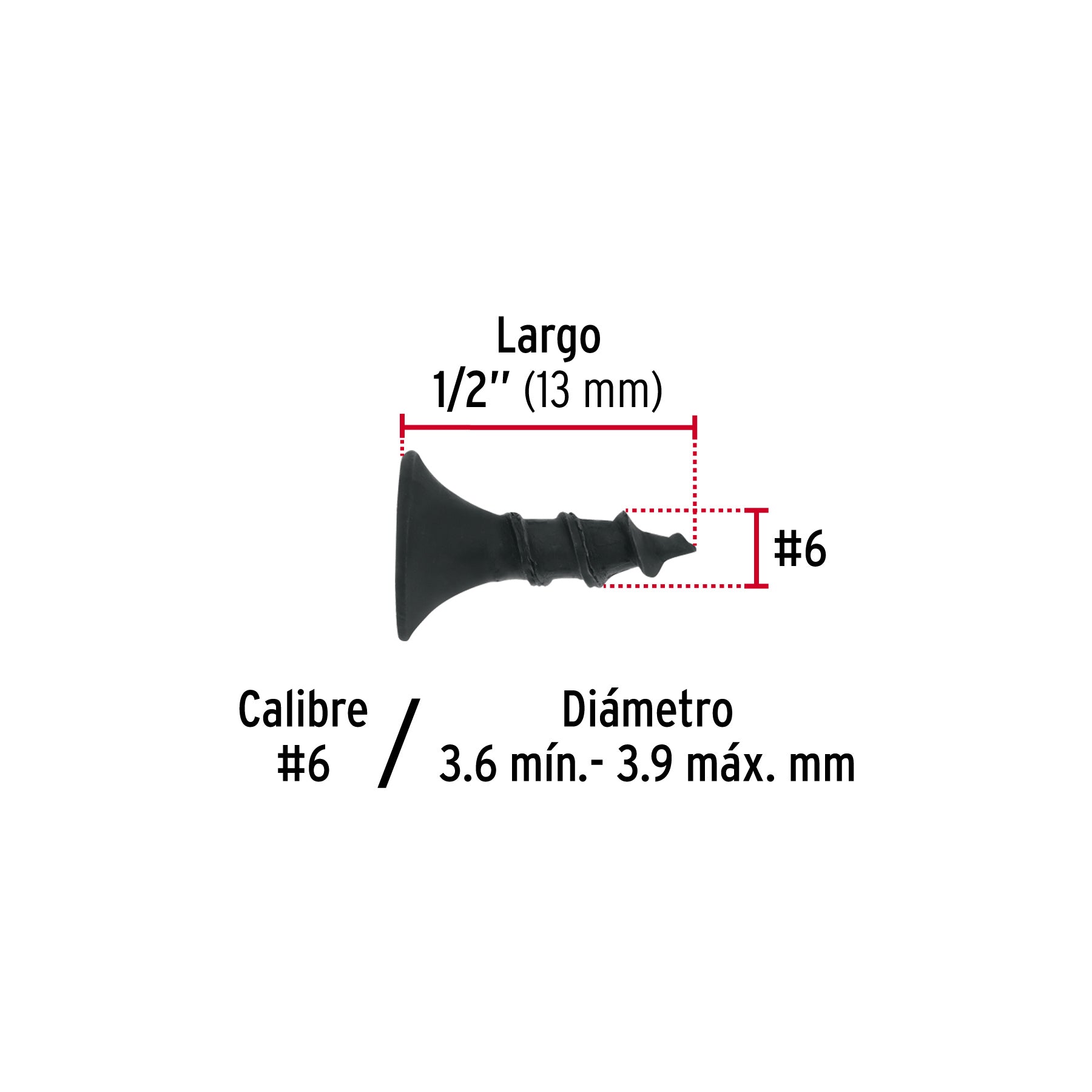 Pijas multiusos 6 x 1/2", caja con 100 piezas