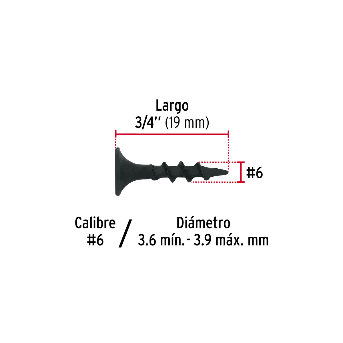 Pijas multiusos 6 x 3/4", caja con 100 piezas