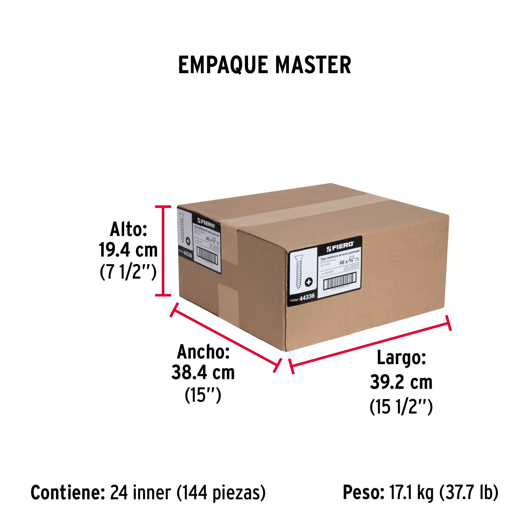 Pijas multiusos 6 x 3/4", caja con 100 piezas