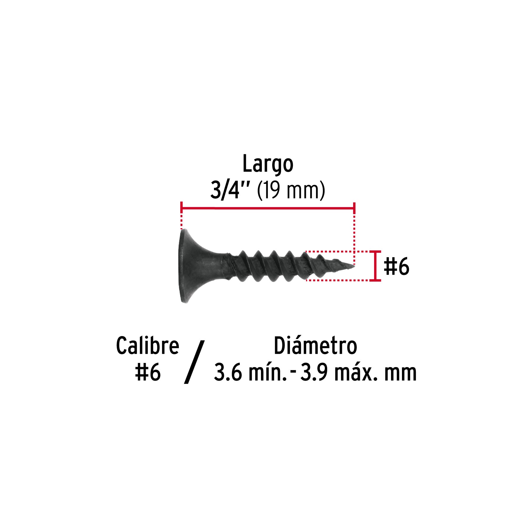 Pija multiusos 6 x 3/4", cuerda cerrada, caja con 100 piezas