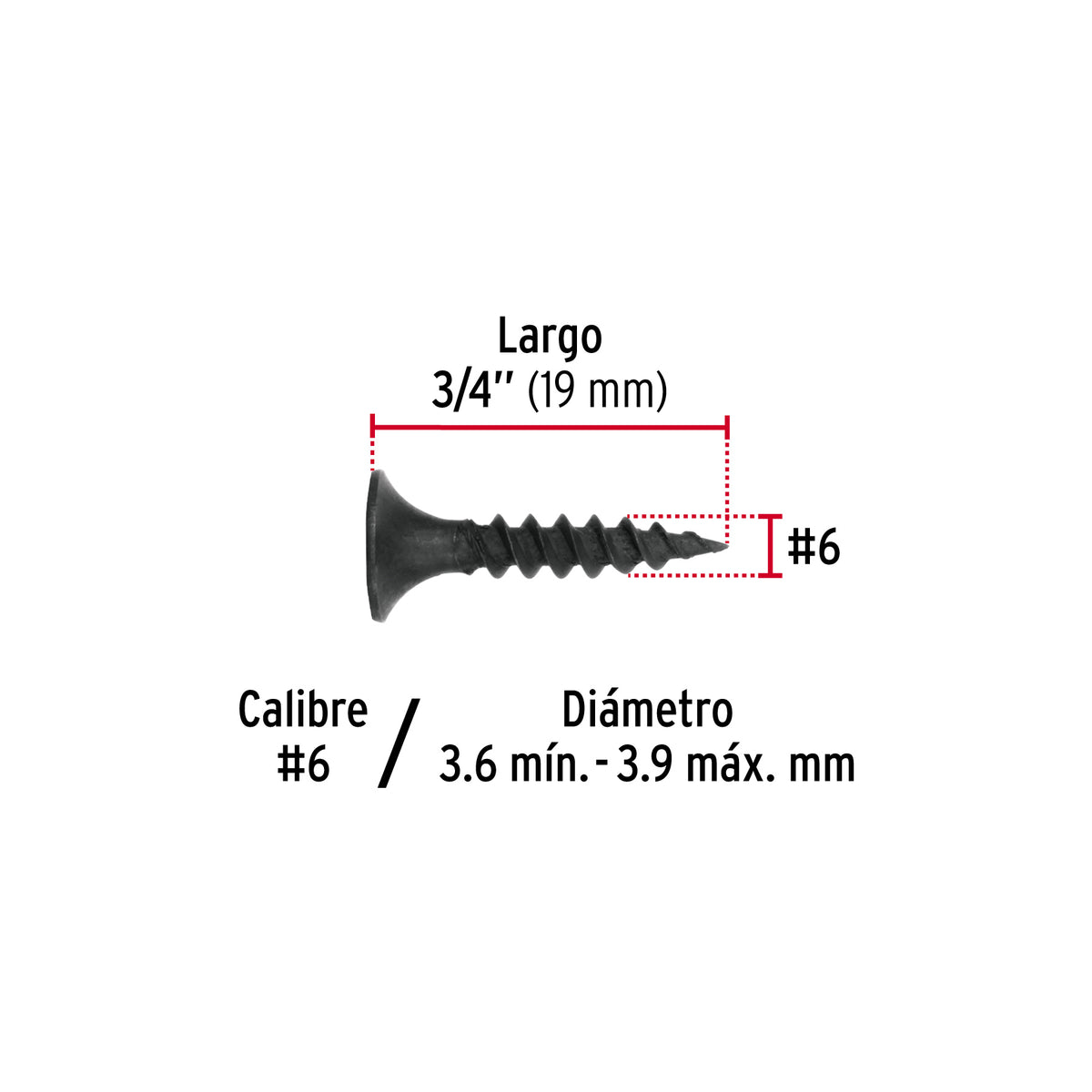 Pija multiusos 6 x 3/4", cuerda cerrada, caja con 100 piezas