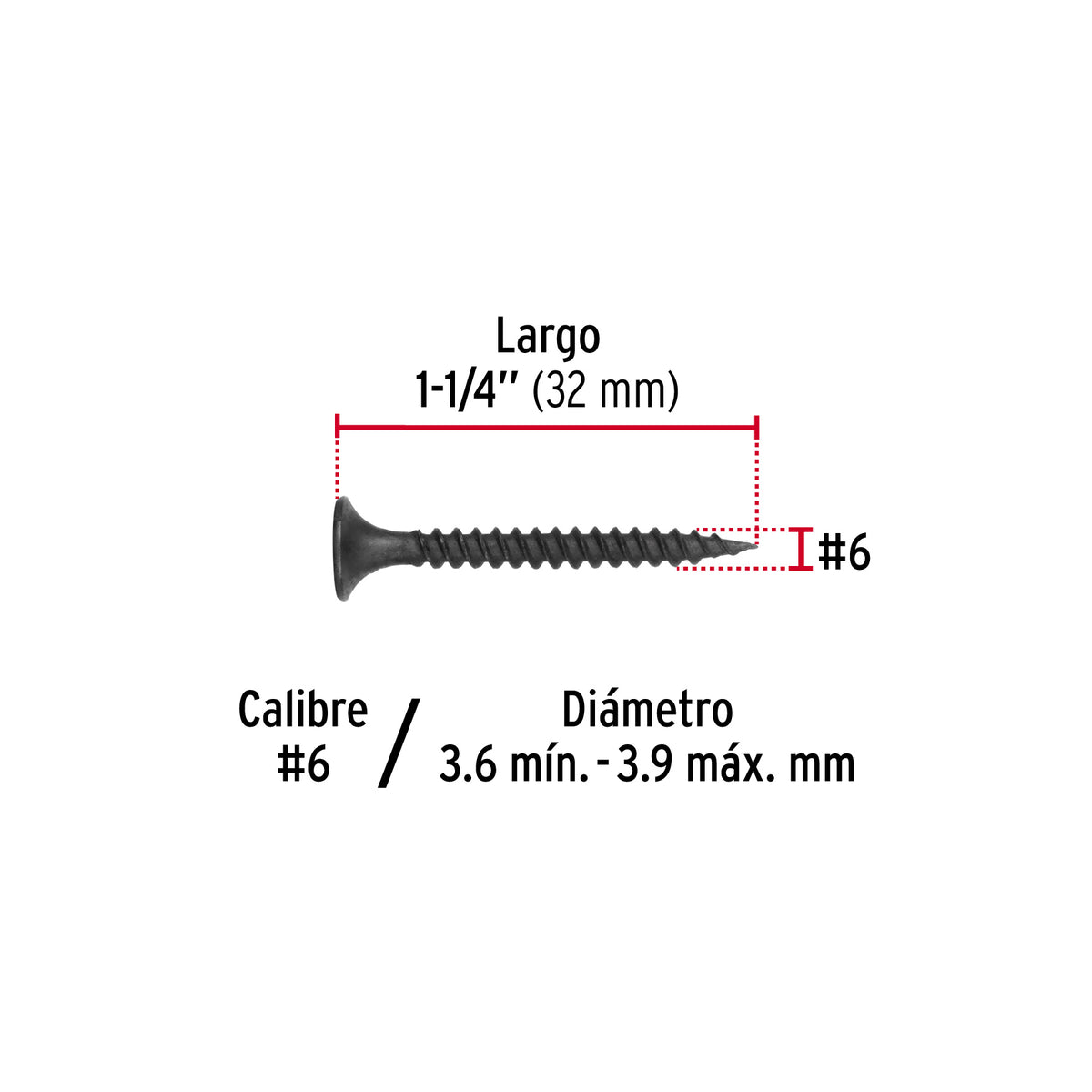 Pija multiusos 6 x 1-1/4", cuerda cerrada, caja 100 piezas