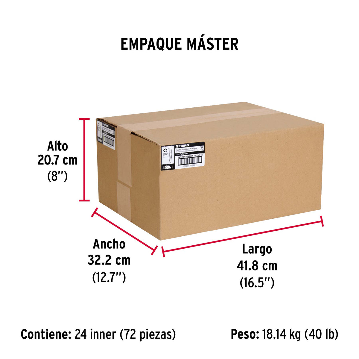 Pija multiusos 6 x 2", cuerda cerrada, caja con 100 piezas