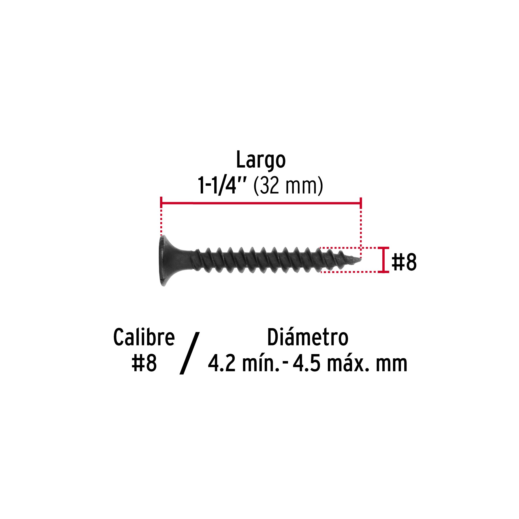 Pija multiusos 8 x 1-1/4", cuerda cerrada, caja 100 piezas