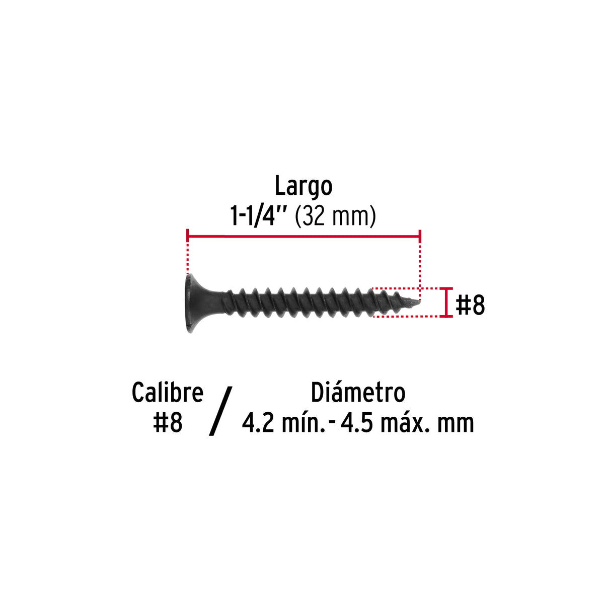 Pija multiusos 8 x 1-1/4", cuerda cerrada, caja 100 piezas