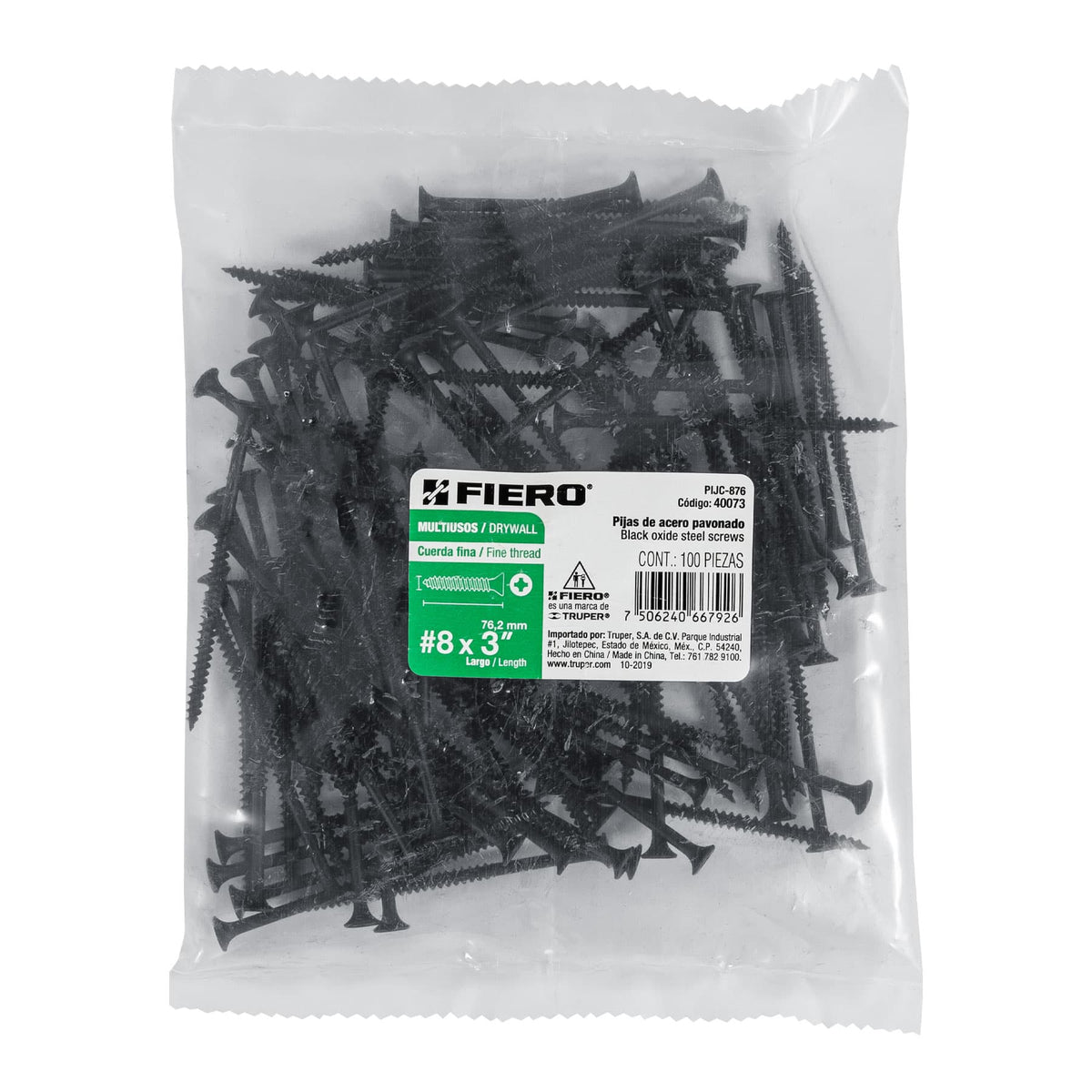 Pija multiusos 8 x 3", cuerda cerrada, caja con 100 piezas