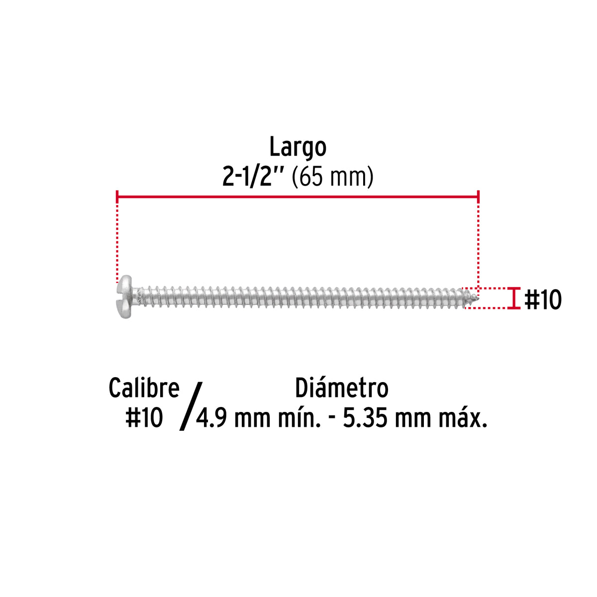 Pijas para lámina #10, 2-1/2" caja con 150 piezas