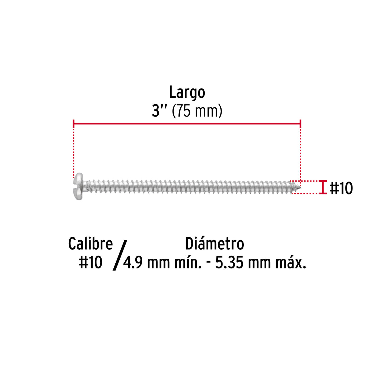 Pijas para lámina #10, 3" caja con 150 piezas