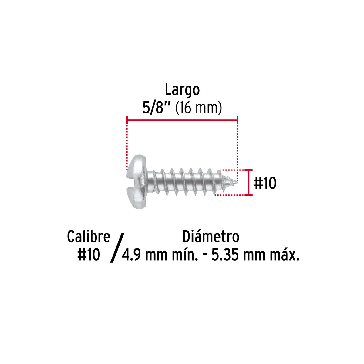 Pijas para lámina, #10, 5/8", caja con 150 pzas