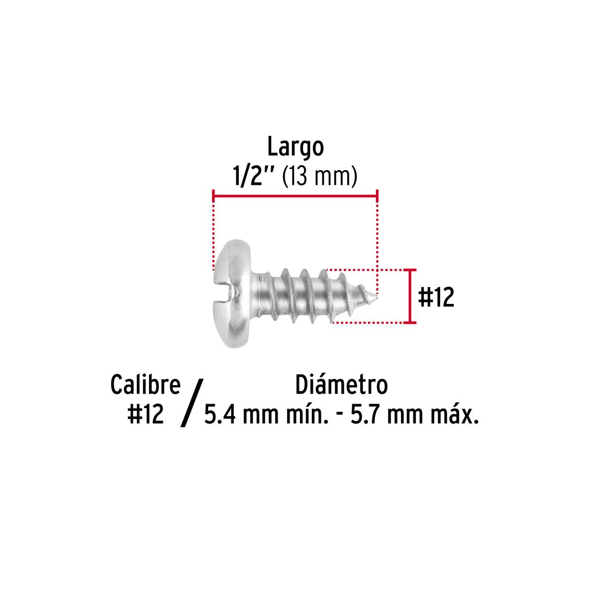 Pijas para lámina #12, 1/2" caja con 100 piezas