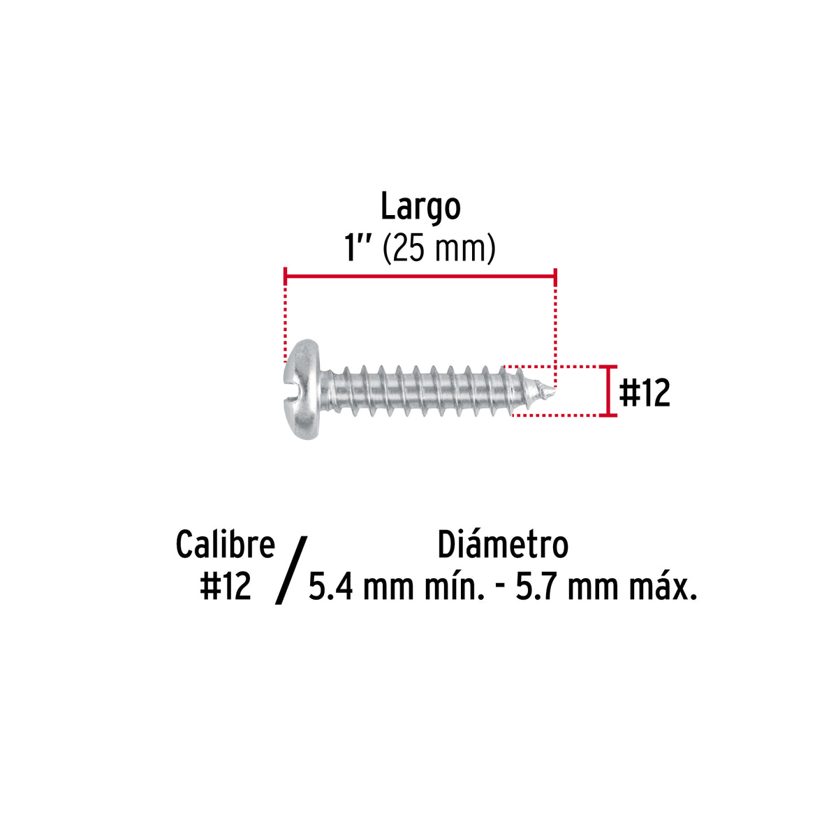 Pijas para lámina, #12, 1", caja con 100 pzas