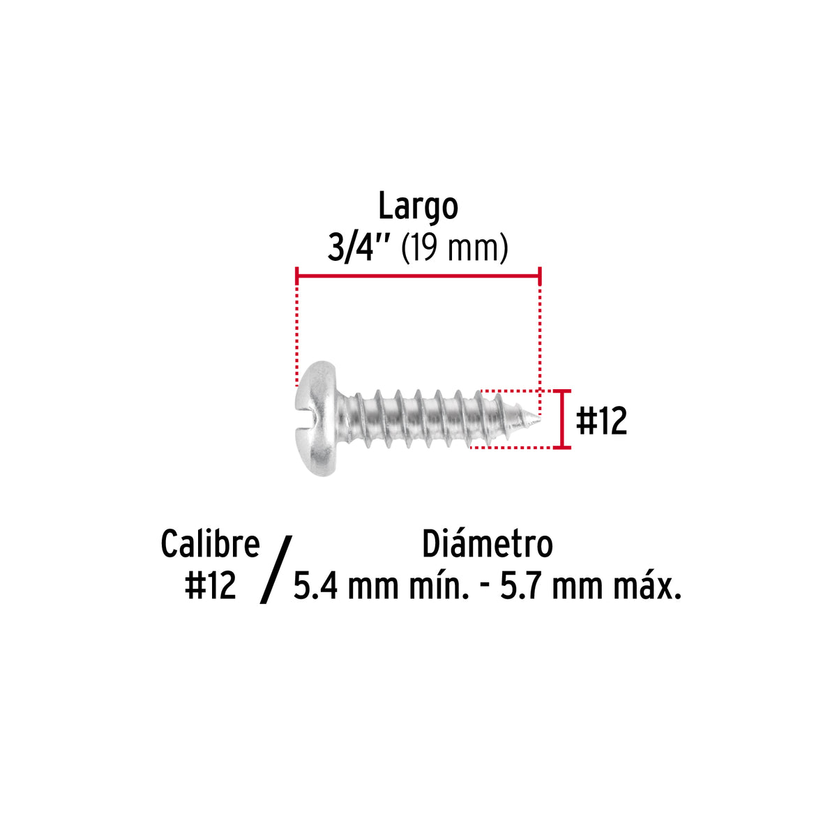 Pijas para lámina, #12, 3/4", caja con 100 pzas