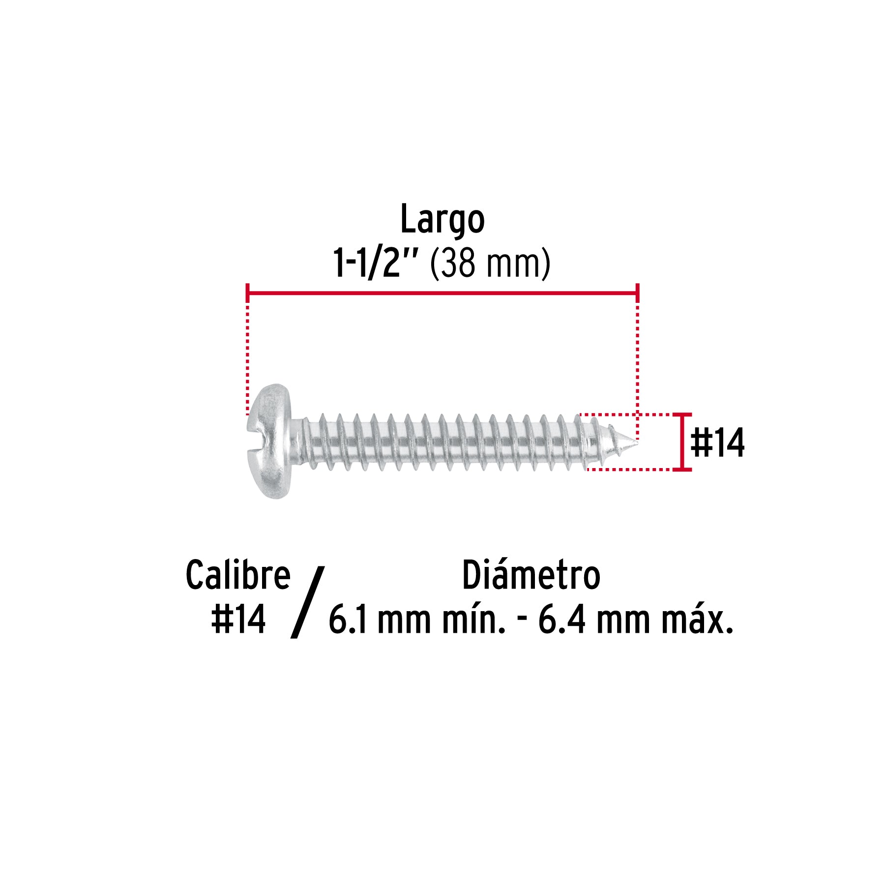 Pijas para lámina, #14, 1-1/2", caja con 100 pzas