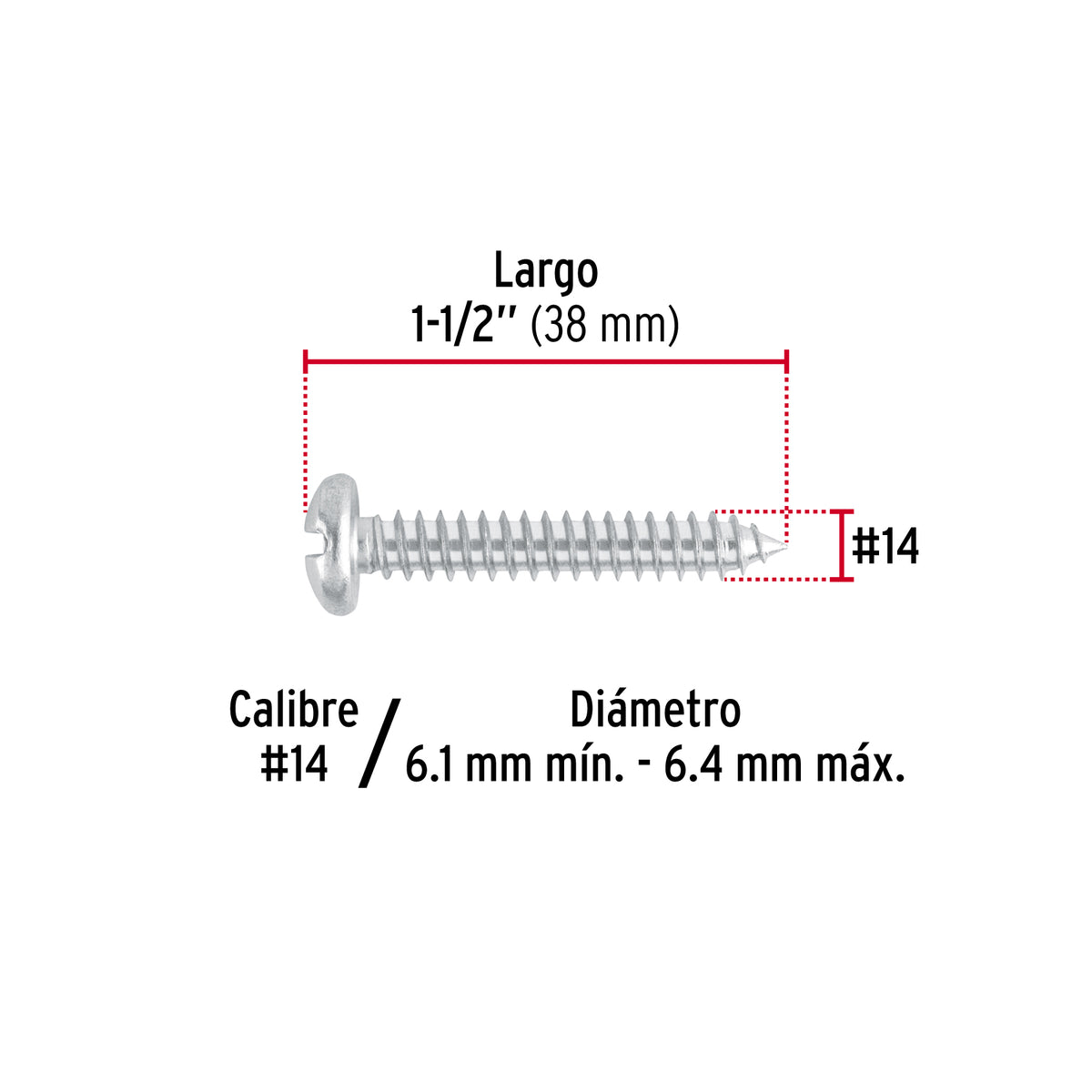 Pijas para lámina, #14, 1-1/2", caja con 100 pzas