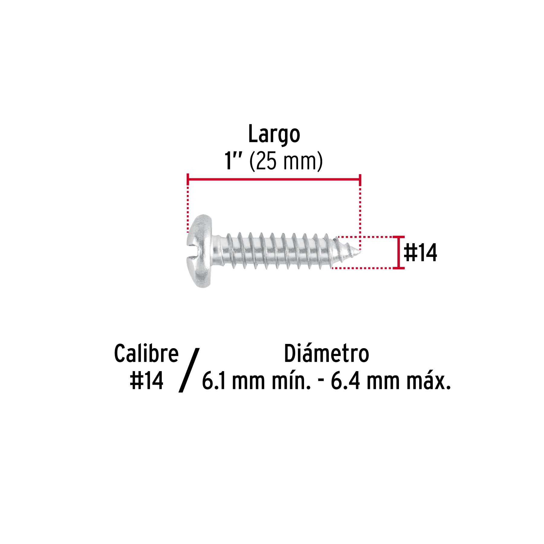 Pijas para lámina, #14, 1", caja con 100 pzas