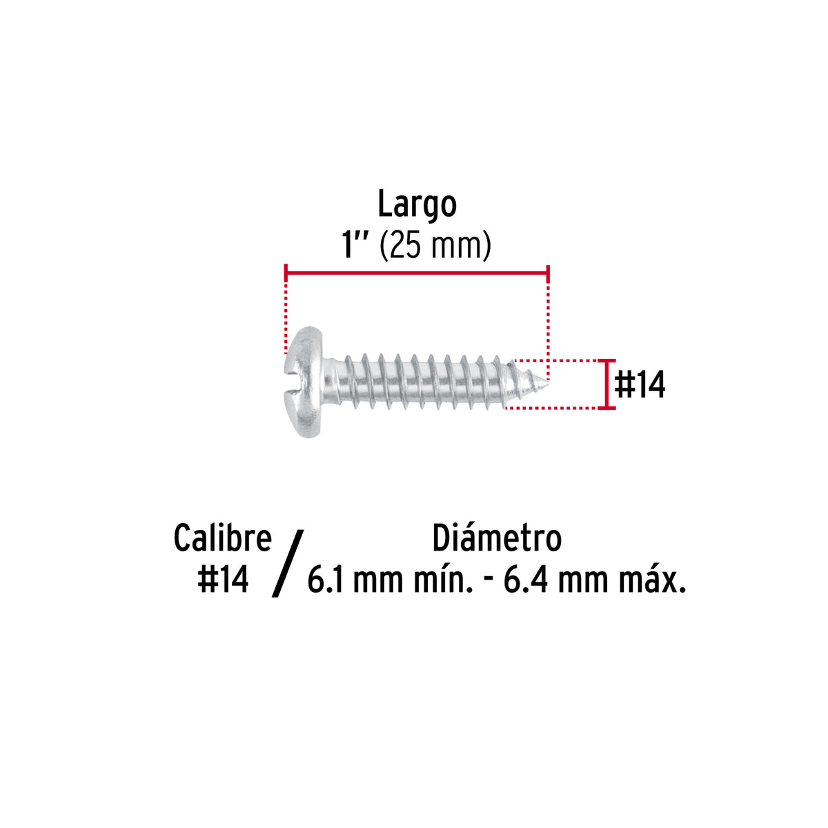 Pijas para lámina, #14, 1", caja con 100 pzas